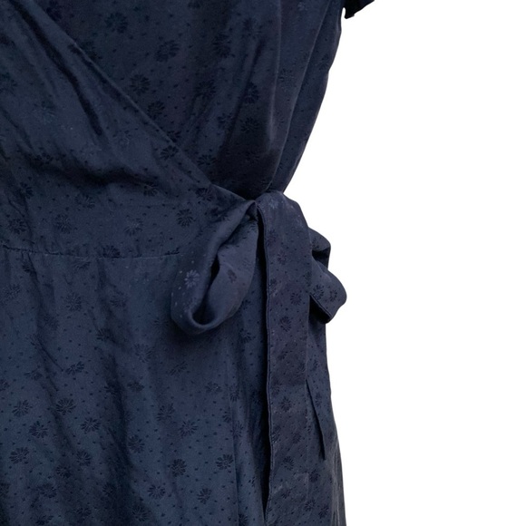 Sézane Anastasia Silk Floral Wrap Mini Dress Navy Parisian Chic US 4 - Picture 5 of 13